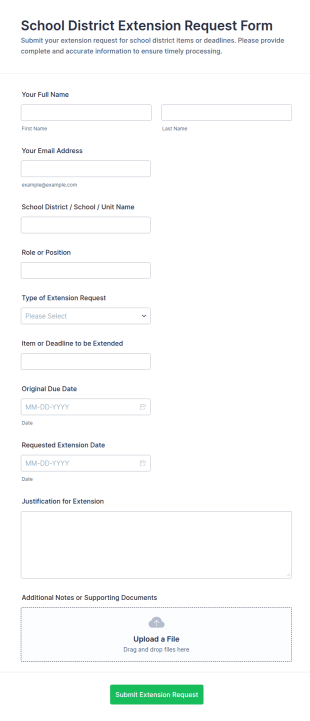School District Extension Request Form Template