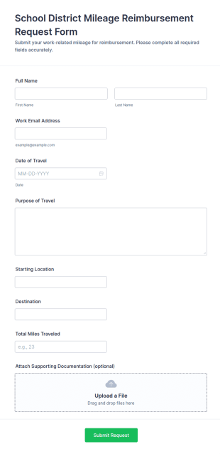 School District Mileage Reimbursement Request Form Template