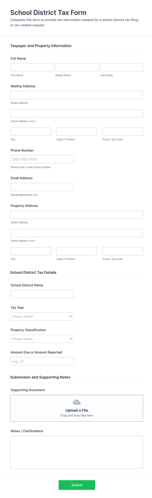 School District Tax Form Template