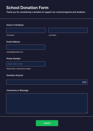School Donation Form Template