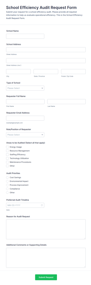 School Efficiency Audit Request Form Template