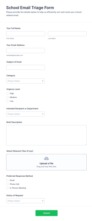 School Email Triage Form Template