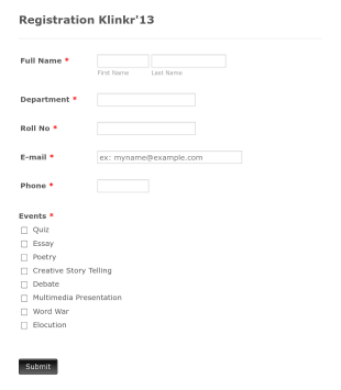 School Event Registration Form Template