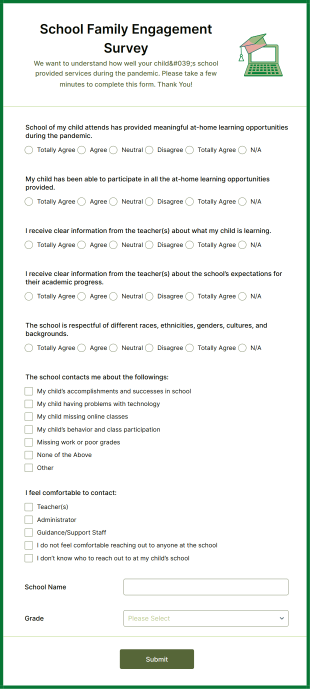 School Family Engagement Survey Form Template