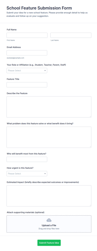 School Feature Submission Form Template