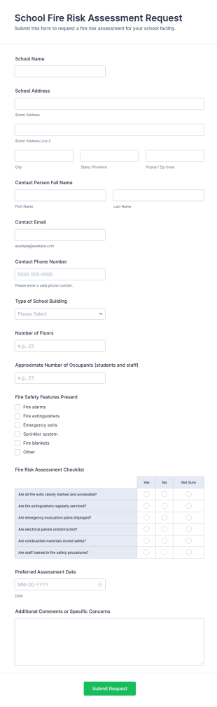 School Fire Risk Assessment Request Form Template