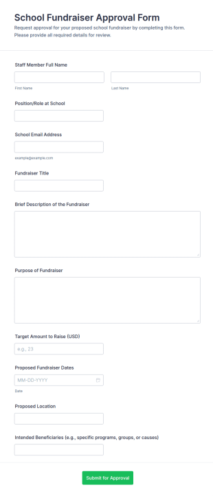 School Fundraiser Approval Form Template