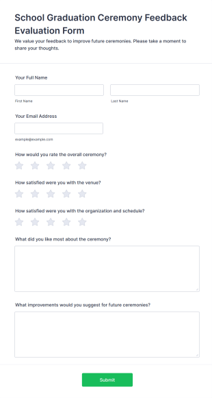School Graduation Ceremony Feedback Evaluation Form Template