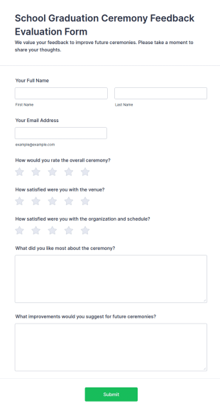 School Graduation Ceremony Feedback Evaluation Form Template