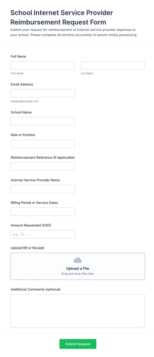 School Internet Service Provider Reimbursement Request Form Template