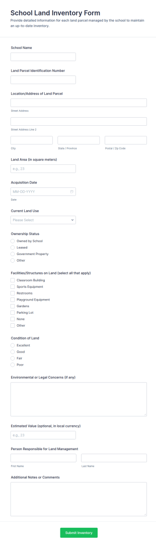 School Land Inventory Form Template