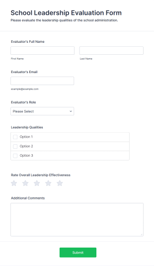 School Leadership Evaluation Form Template