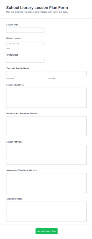 School Library Lesson Plan Form Template