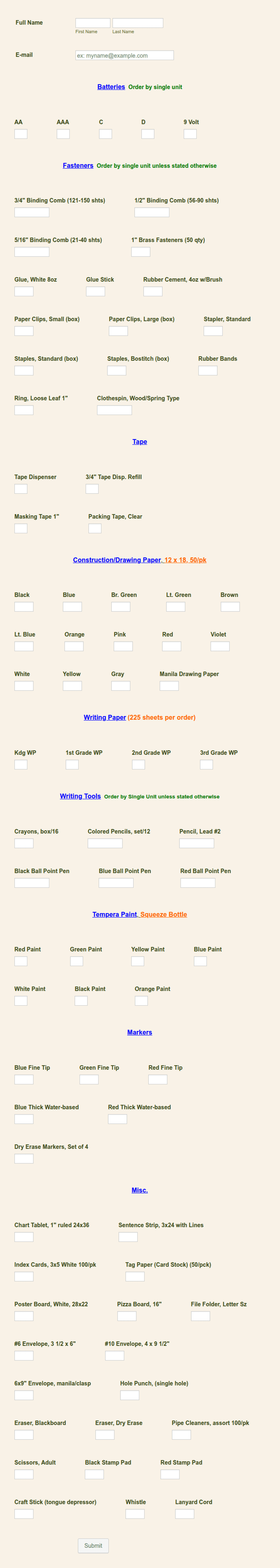 School Material Request Form Template | Jotform
