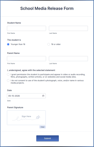 School Media Release Form Template