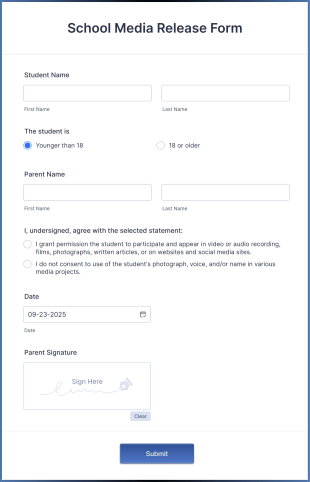 School Media Release Form Template