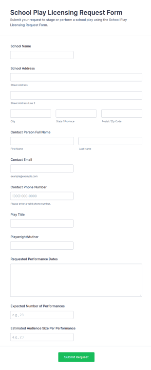 School Play Licensing Request Form Template
