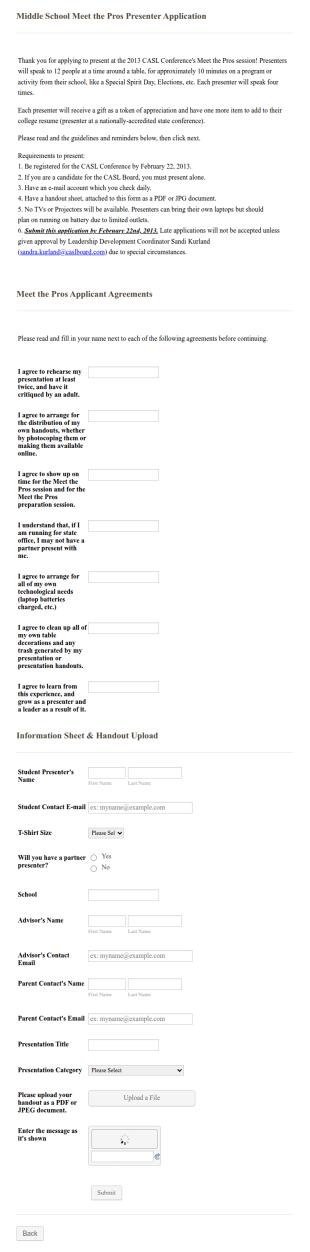 School Presentation Handout Form Template