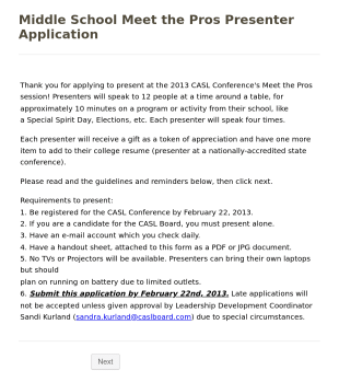 School Presentation Handout Form Template