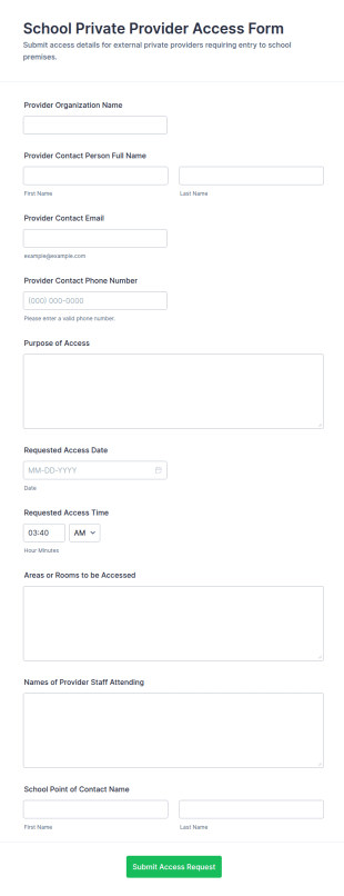 School Private Provider Access Form Template