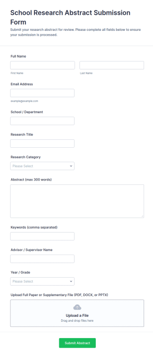 School Research Abstract Submission Form Template
