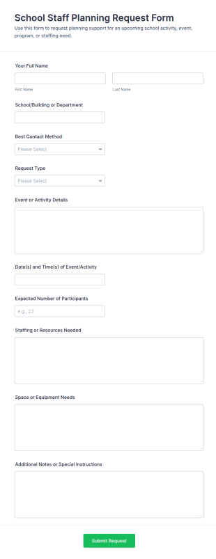 School Staff Planning Request Form Template