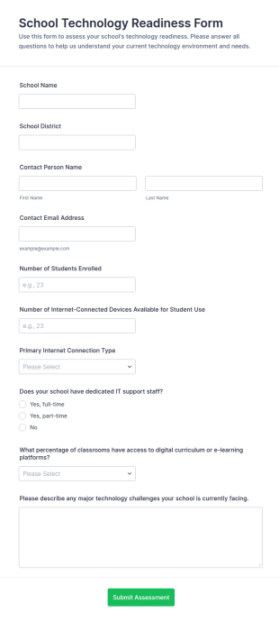 School Technology Readiness Form Template