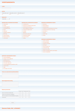 School Therapie Voortgangsnota Form Template