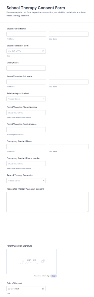 School Therapy Consent Form Template