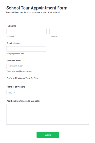 School Tour Appointment Form Template