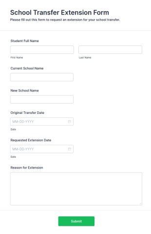 School Transfer Extension Form Template