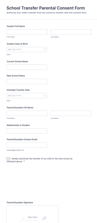School Transfer Parental Consent Form Template