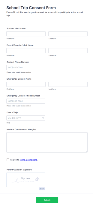 School Trip Consent Form Template