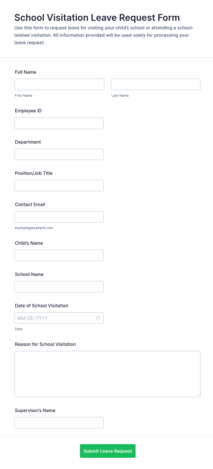 School Visitation Leave Request Form Template