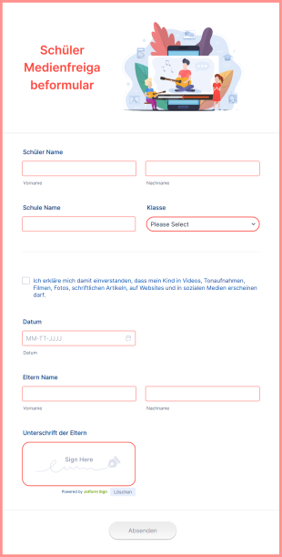 Schüler Medienfreigabeformular