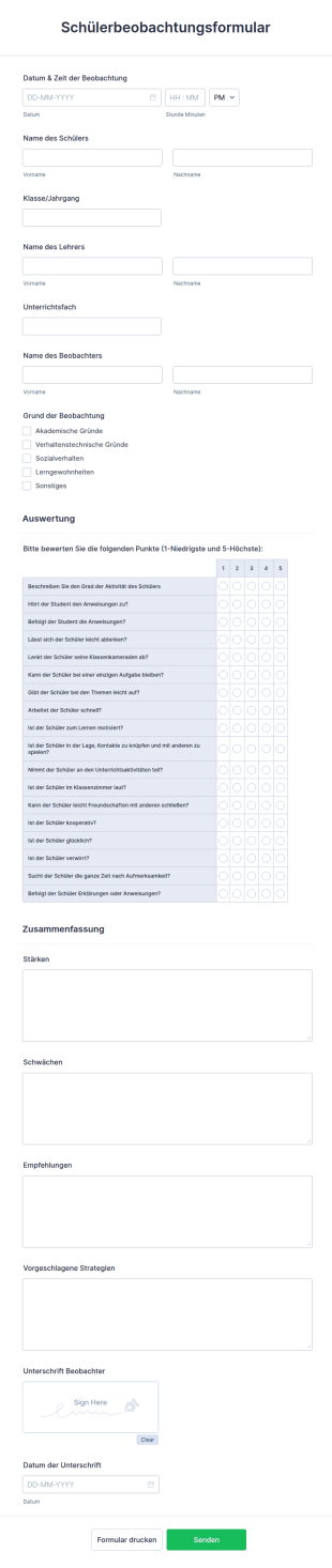 Schülerbeobachtungsformular