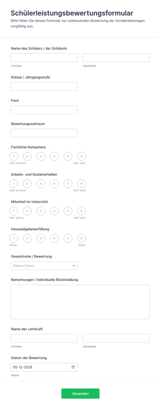 Schülerleistungsbewertungsformular