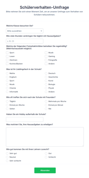 Schülerverhalten Umfrage