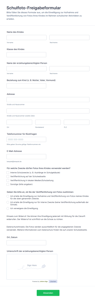 Schulfoto Freigabeformular