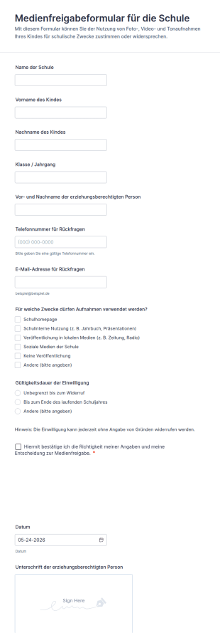 Schulmedienfreigabe Formular