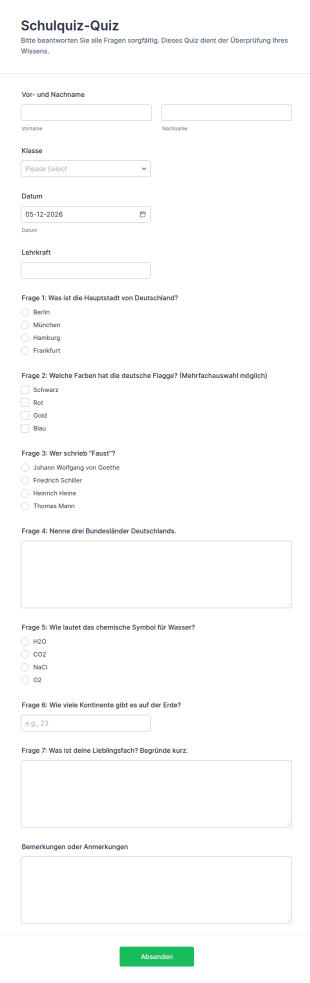 Schulquiz Quiz
