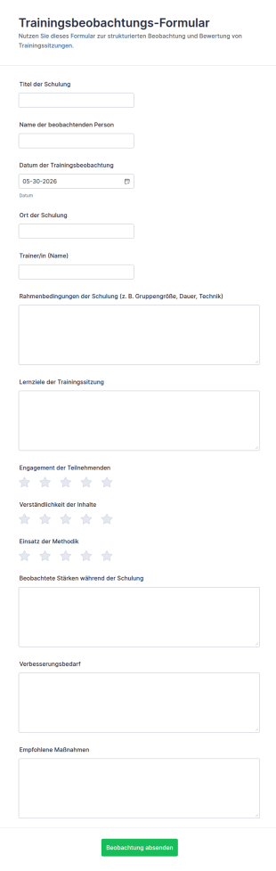 Schulung Beobachtungsformular