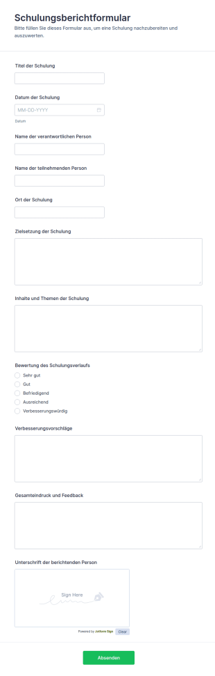 Schulungsbericht Formular