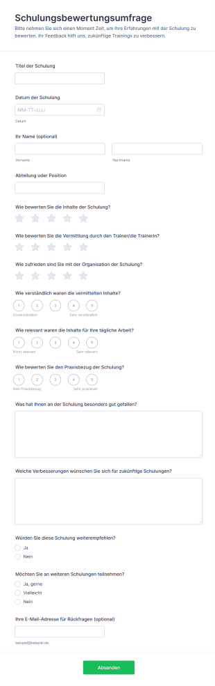 Schulungsbewertungsumfrage