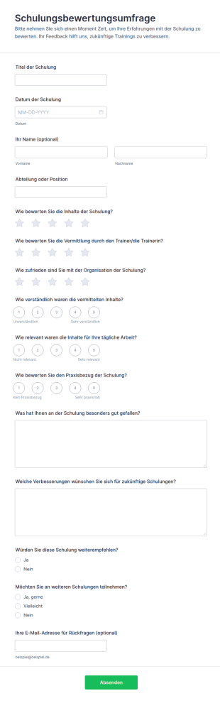 Schulungsbewertungsumfrage