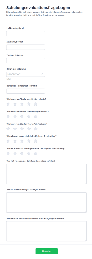 Schulungsevaluationsfragebogen