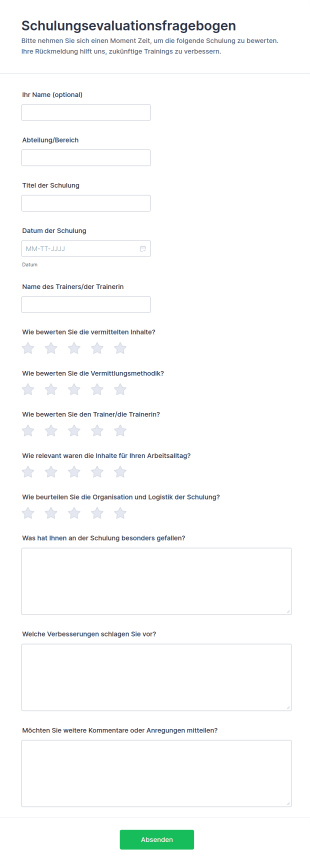 Schulungsevaluationsfragebogen
