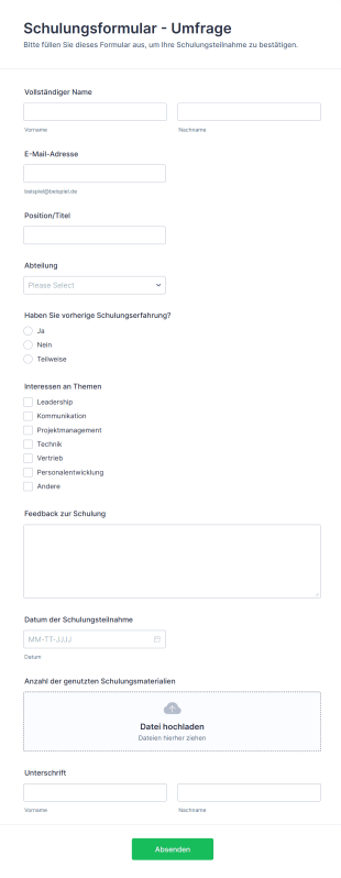 Schulungsformular Umfrage