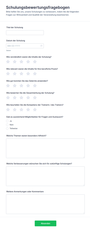 Schulungswirkungsbewertung Umfrage