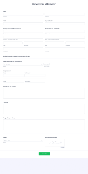 Schwere Für Mitarbeiter Form Template